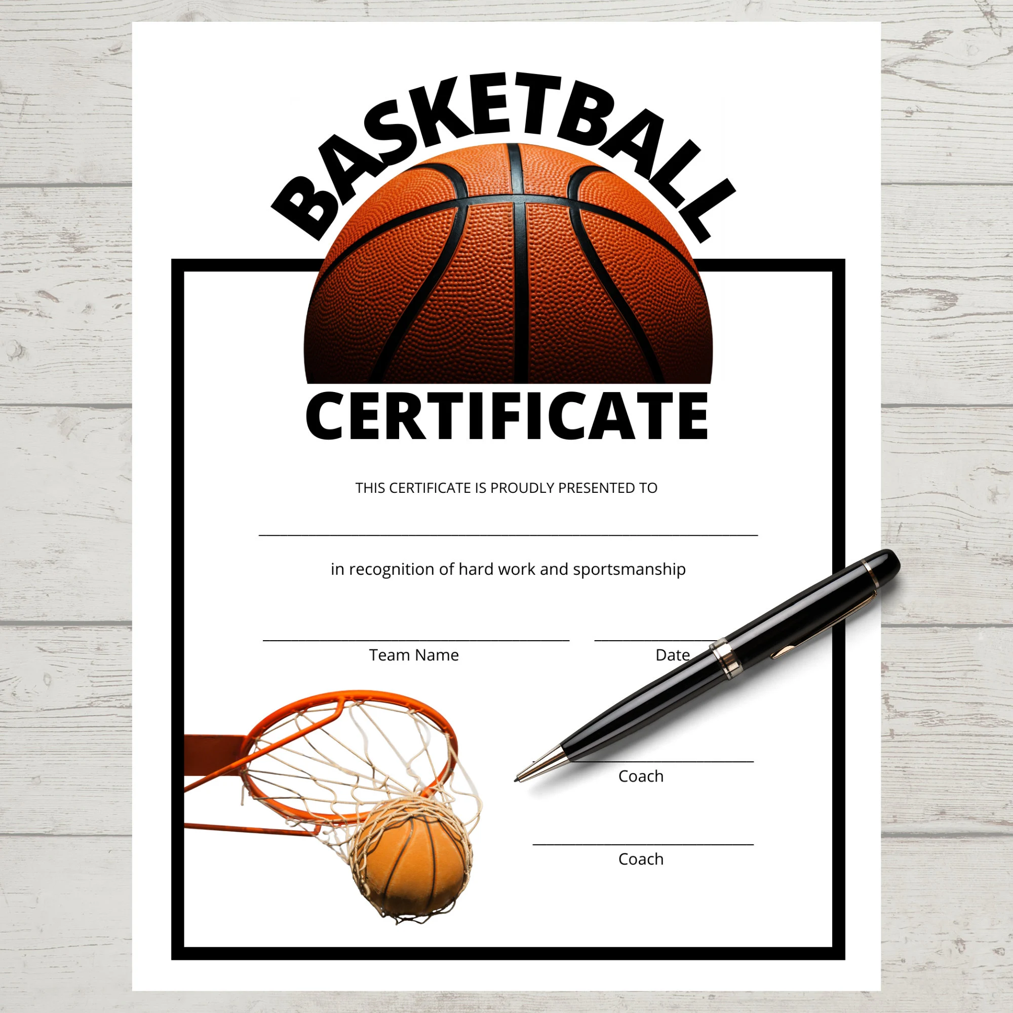 Basketball Certificate Achievement Award Basketball Certificate Achievement Award