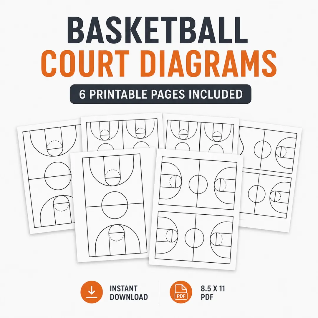 Basketball Court Diagram Sheets 6 Blank