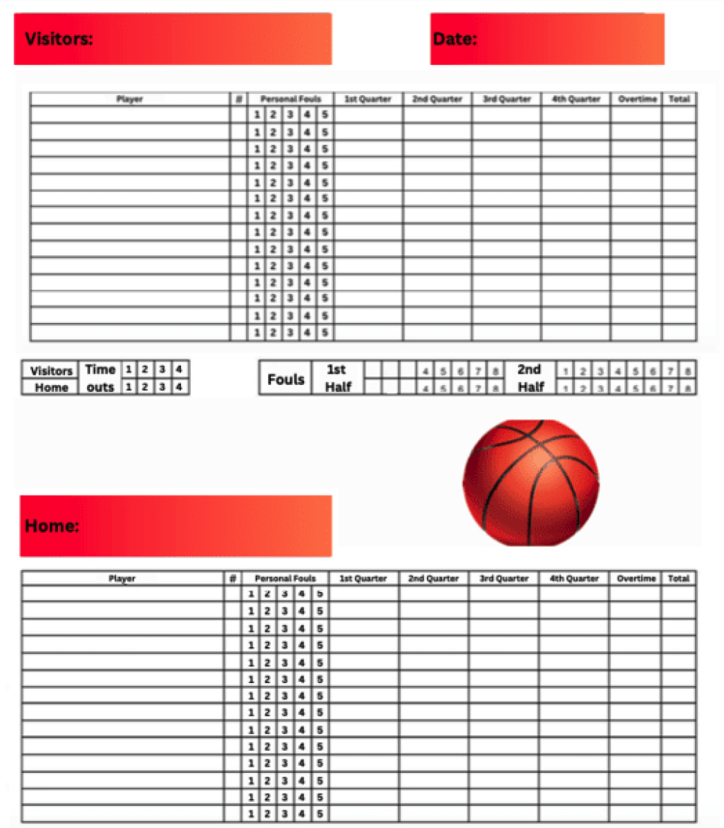 free printable basketball score sheet template free printable basketball score sheet template