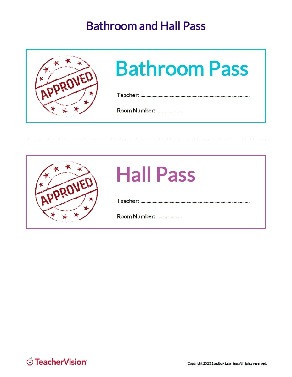 Bathroom Pass Hall Pass