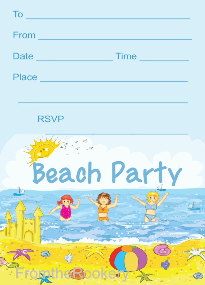 free printable beach party invitations template