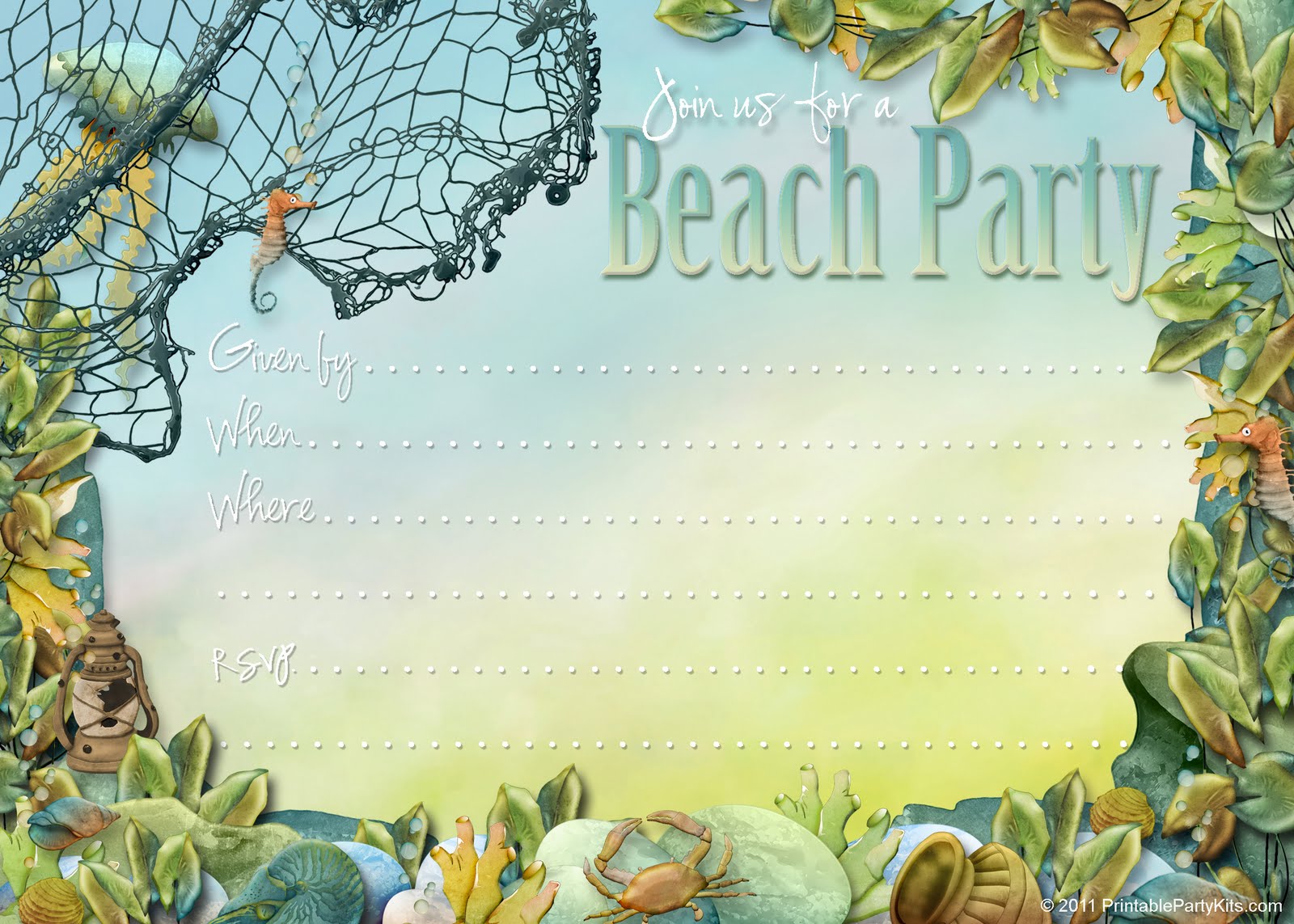 Beach Themed Party Invites Beach Themed Party Invites