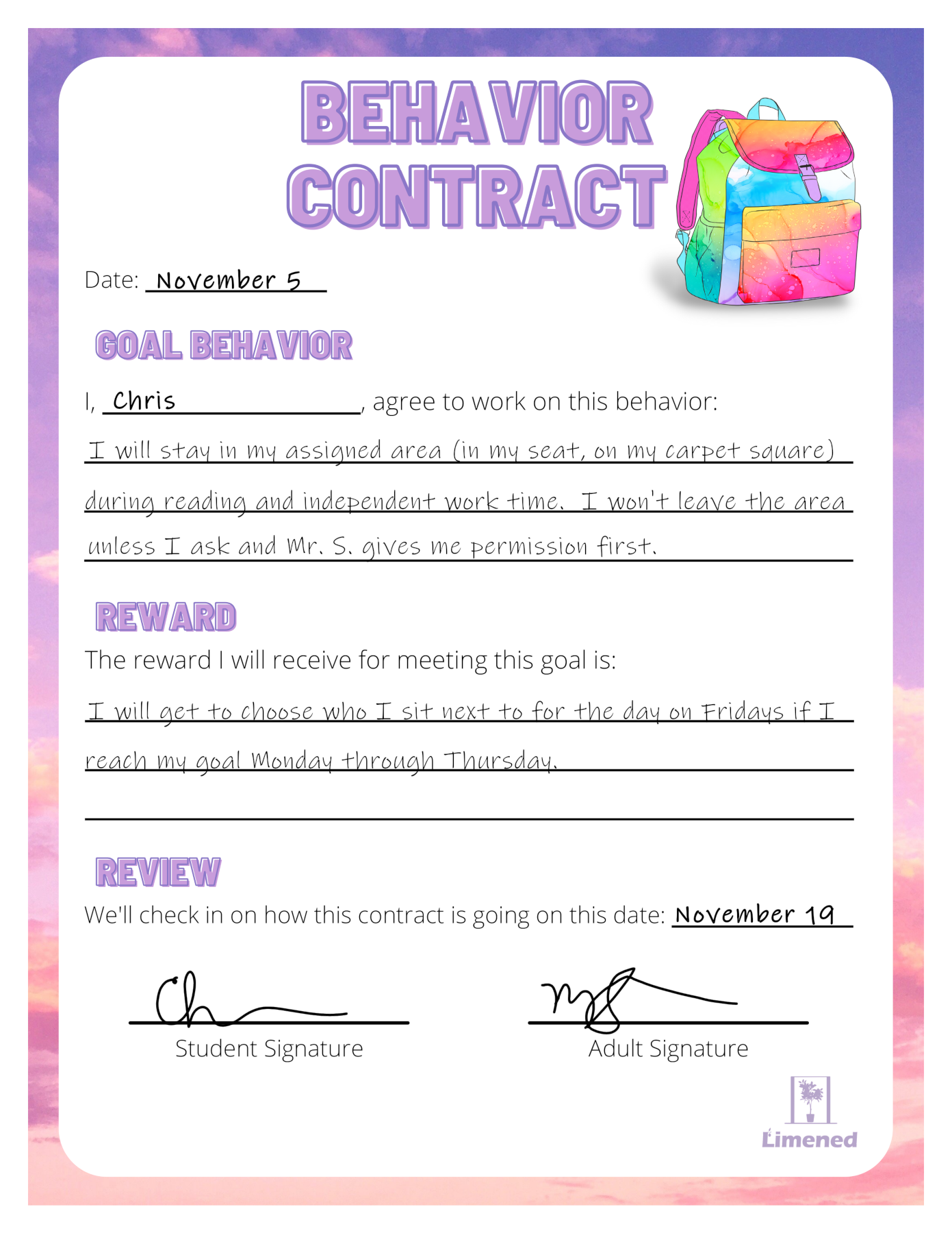 free printable behavior contract template free printable behavior contract template