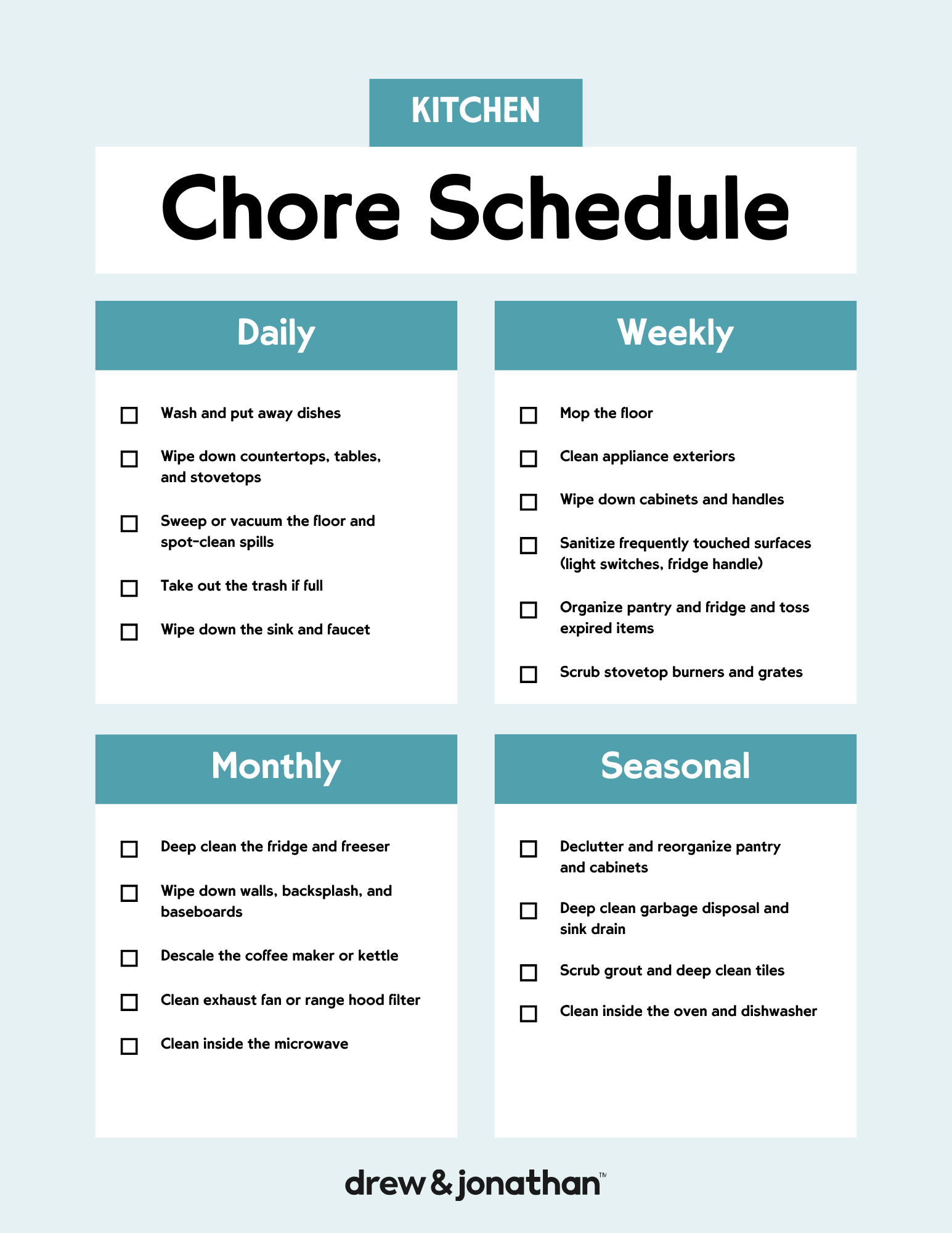 free printable chore list template