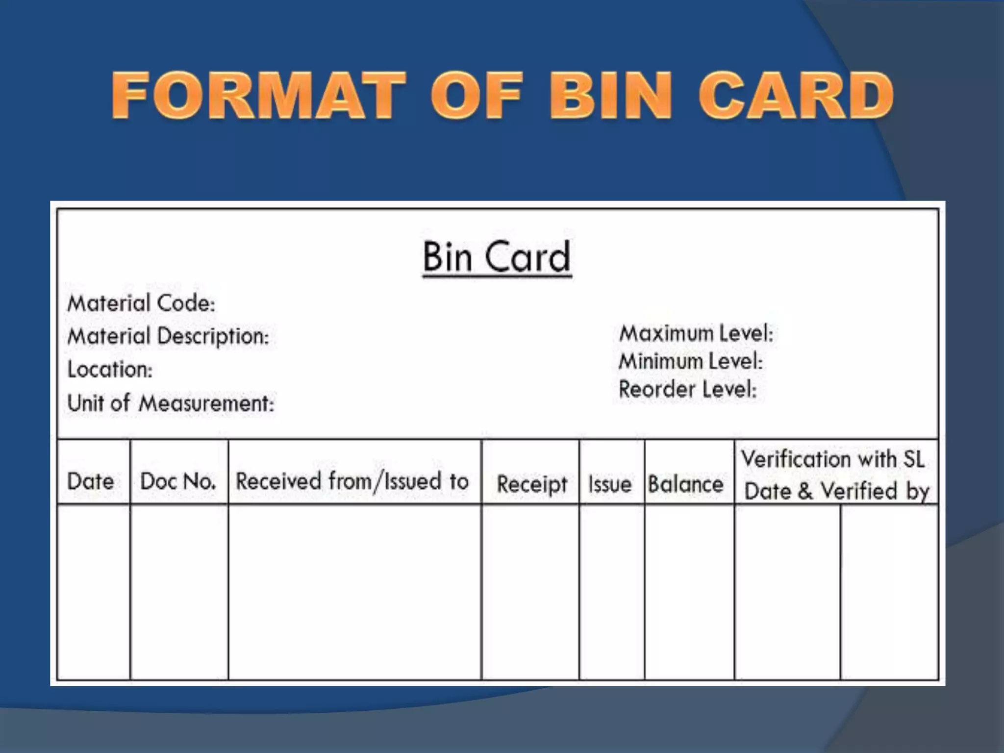 Bin Card