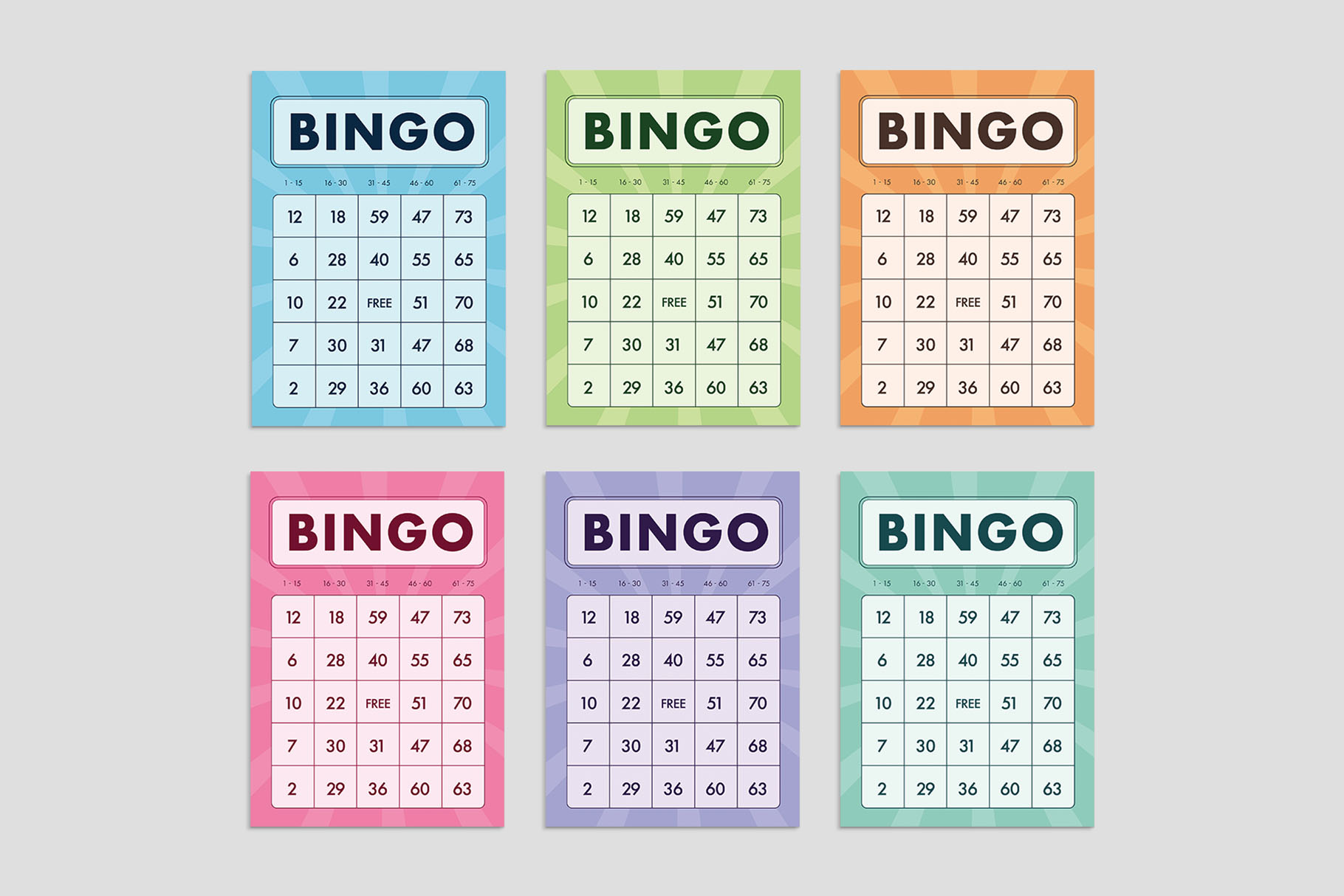 Bingo Cards Template Bingo Cards Template