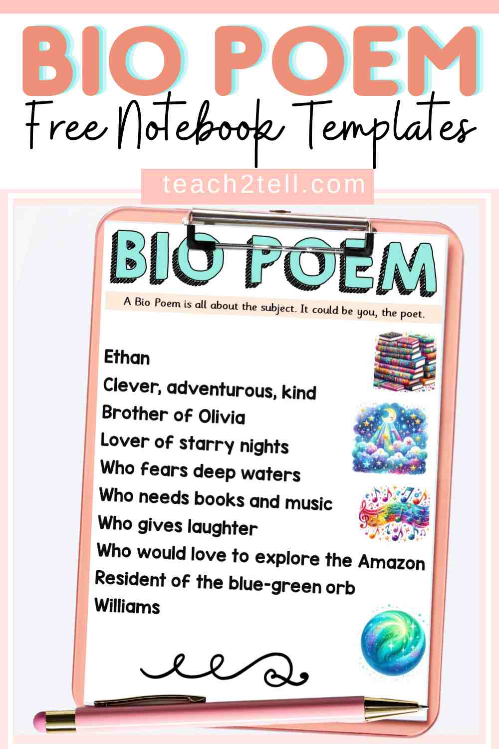Bio Poem Template Free National Poetry Month