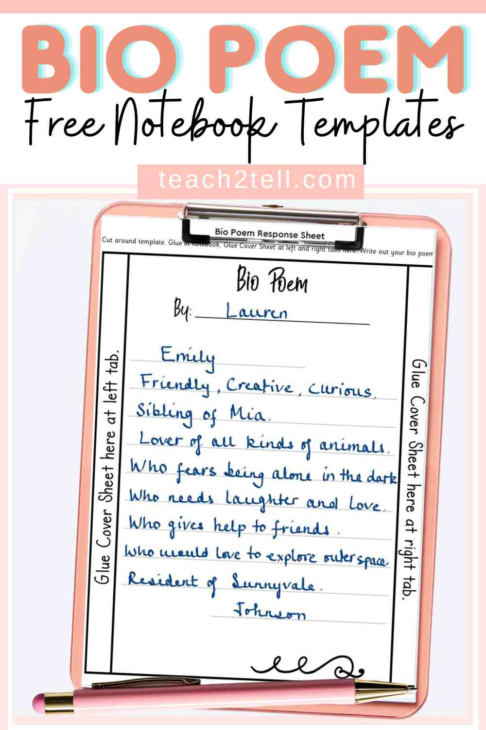 Bio Poem Template Free National Poetry Month