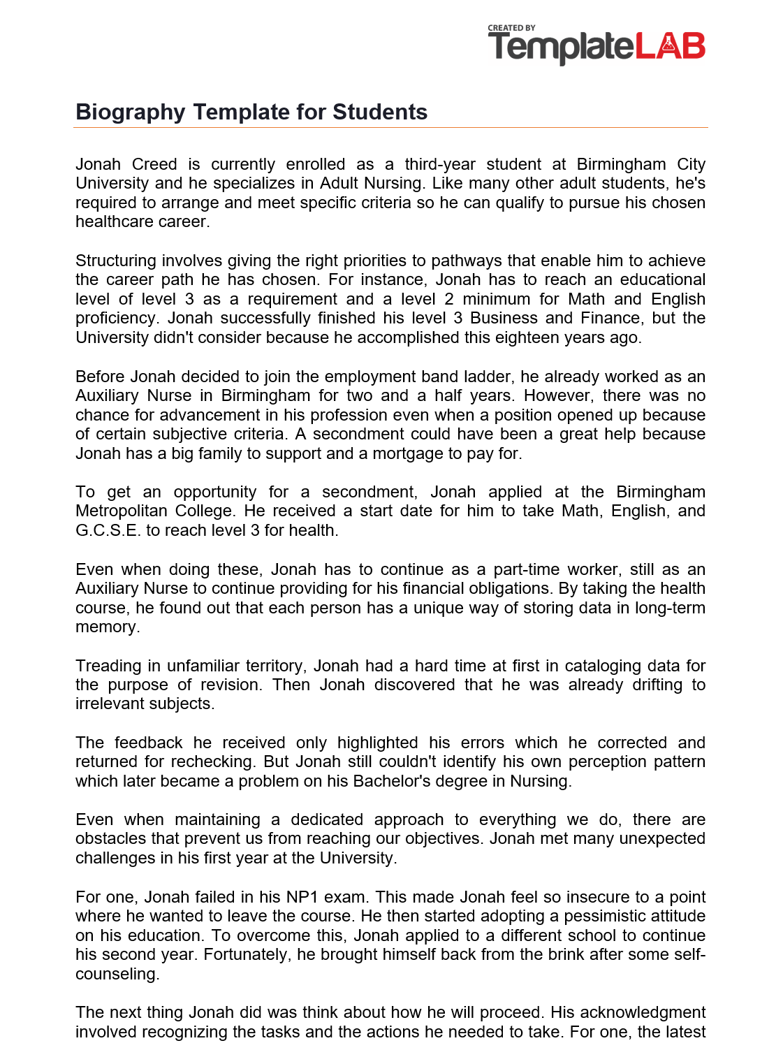 Biography Templates Biography Templates