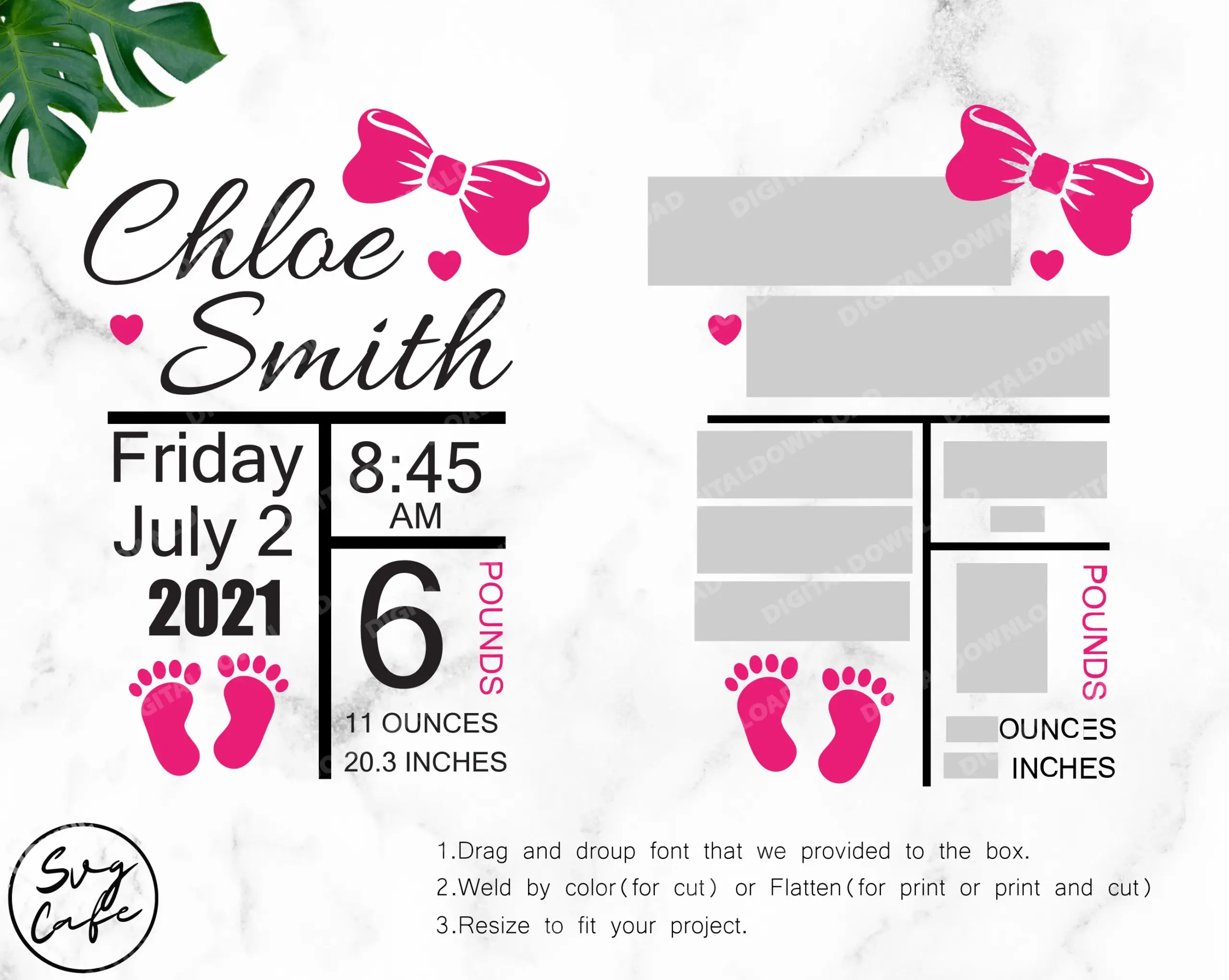 Birth Announcement Svg Birth Stats Svg Birth Announcement Svg Birth Stats Svg