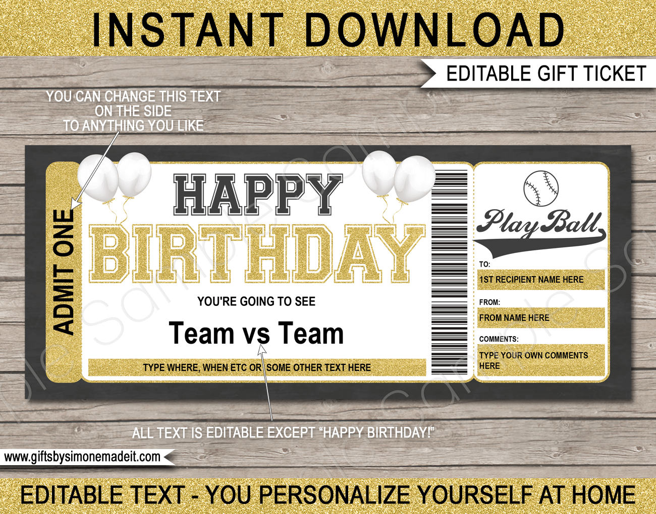 Birthday Baseball Ticket Template Birthday Baseball Ticket Template