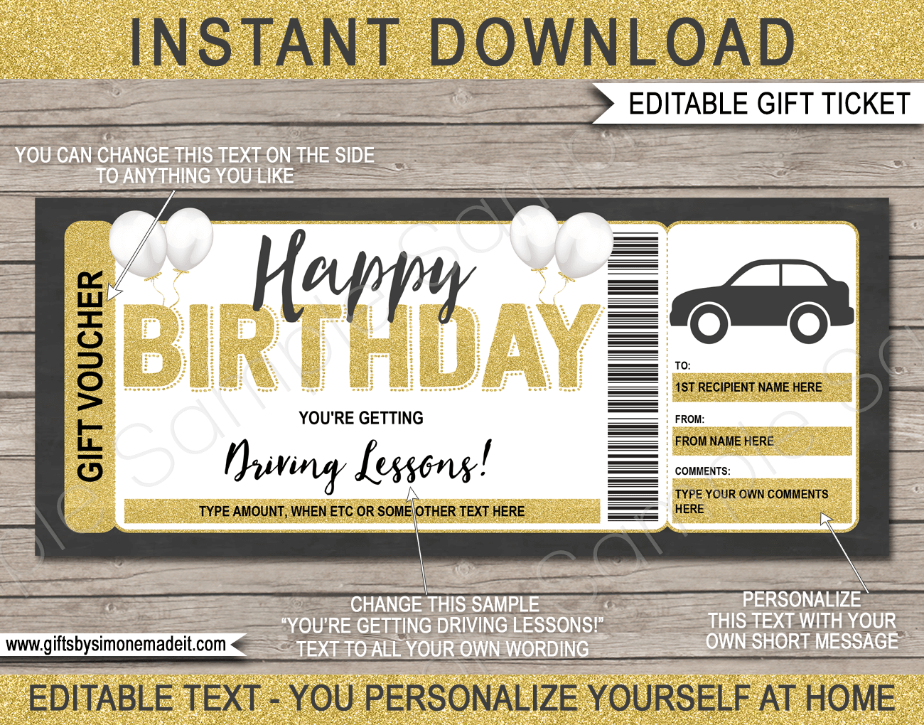 Birthday Driving Lessons Gift Voucher