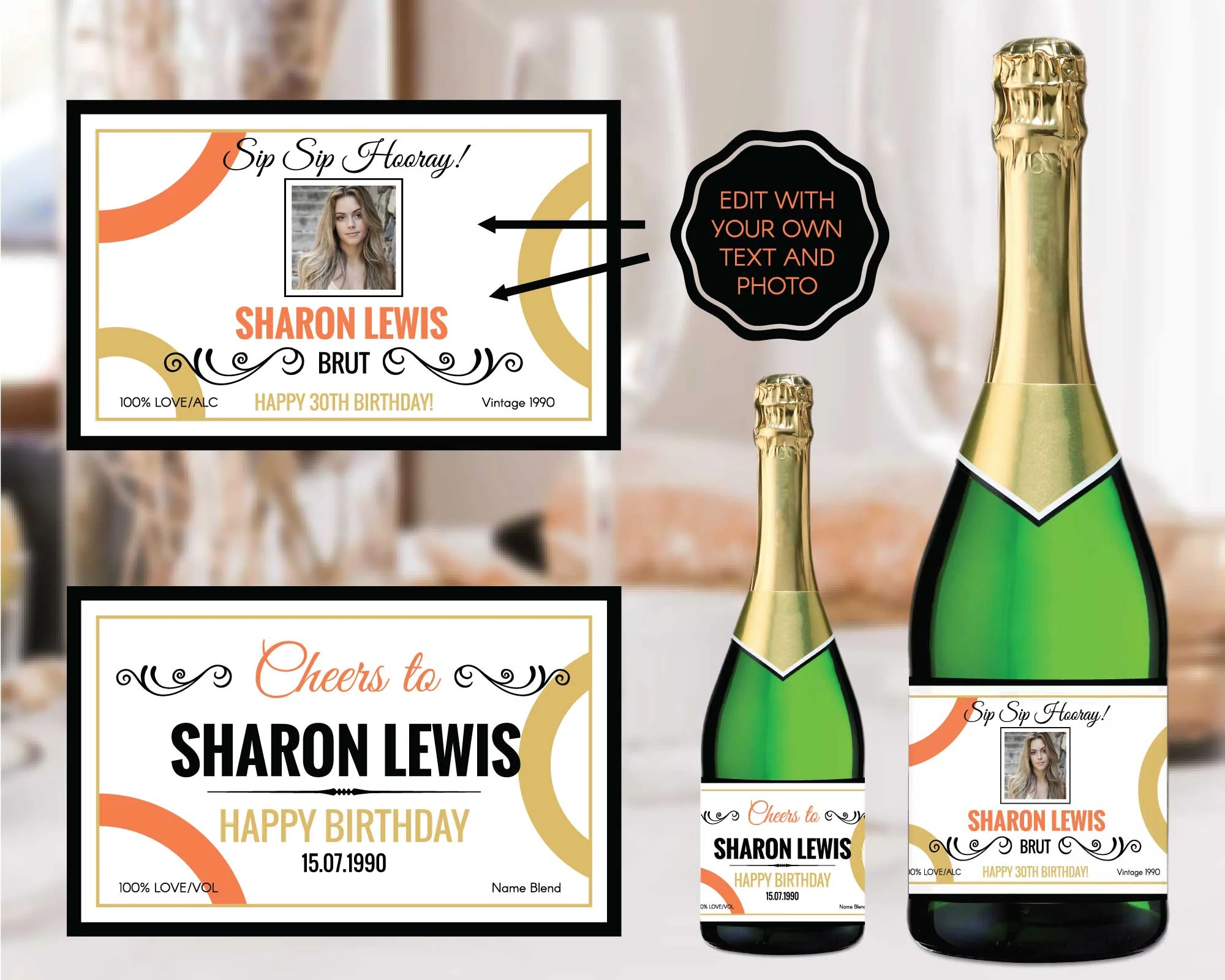 Birthday Party Champagne Labels Birthday Party Champagne Labels