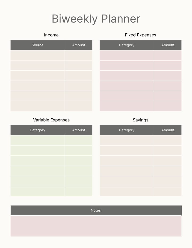 Biweekly Budget Planner Templates 1425292156