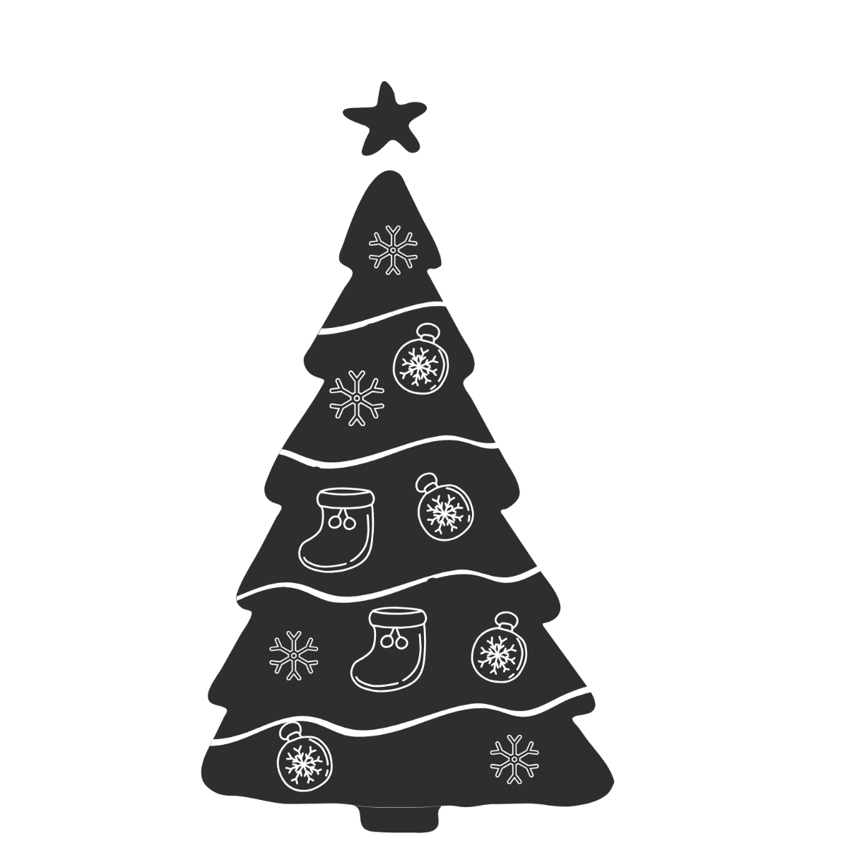 christmas tree black and white template christmas tree black and white template