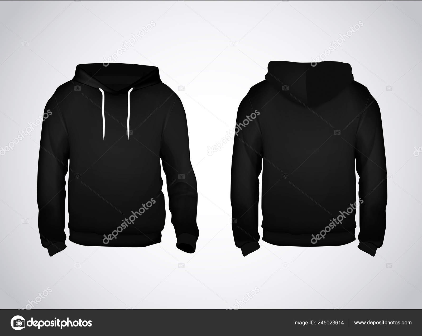 Black Men Sweatshirt Template Sample Text Front Back View Hoodie 245023614