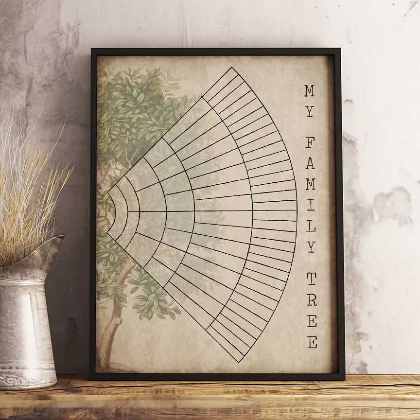 Blank 6 Generation Family Tree Printable Fan Chart