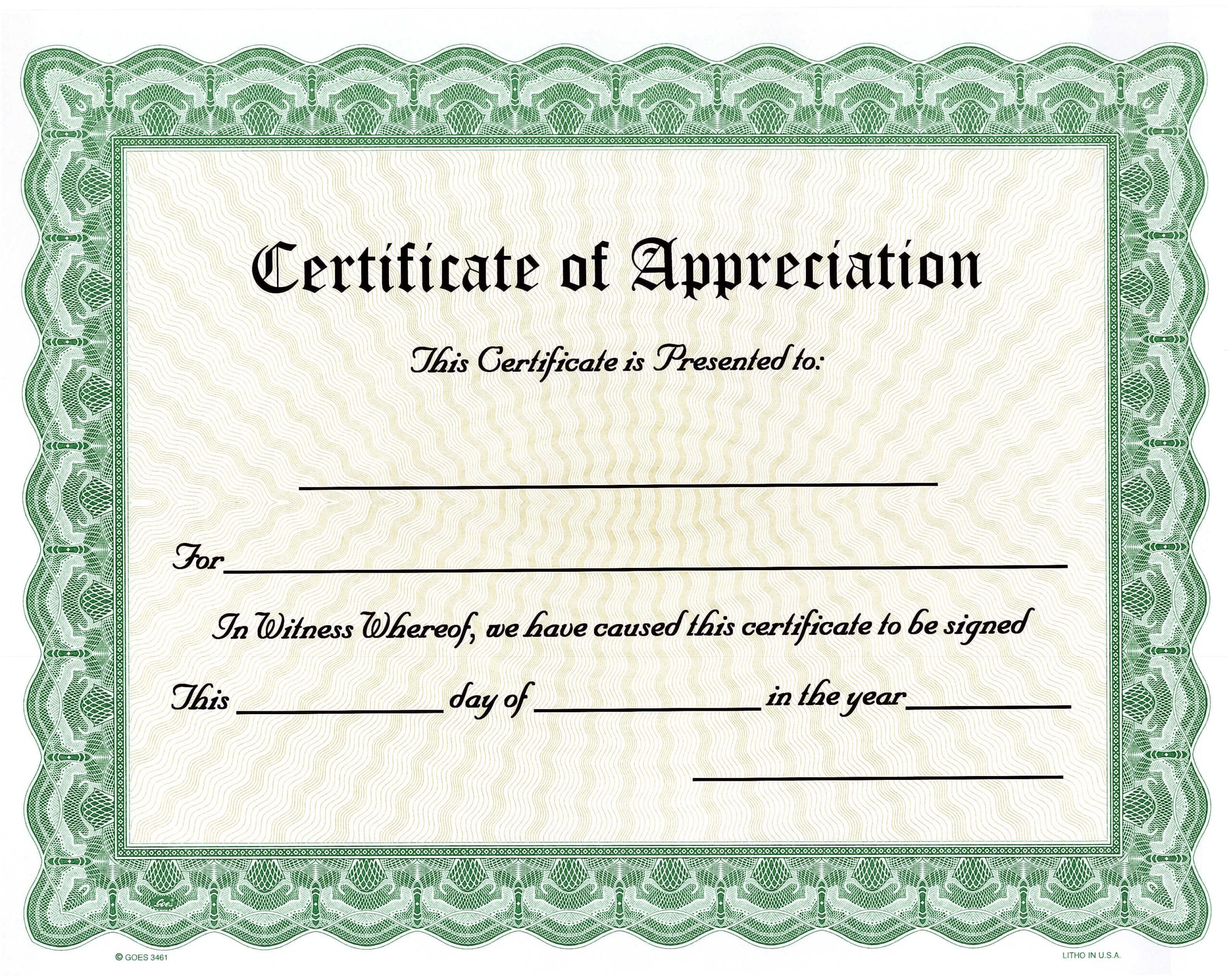 Blank Award Certificates Appreciation Blank Award Certificates Appreciation