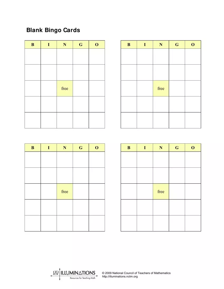 Blank Bingo Cards