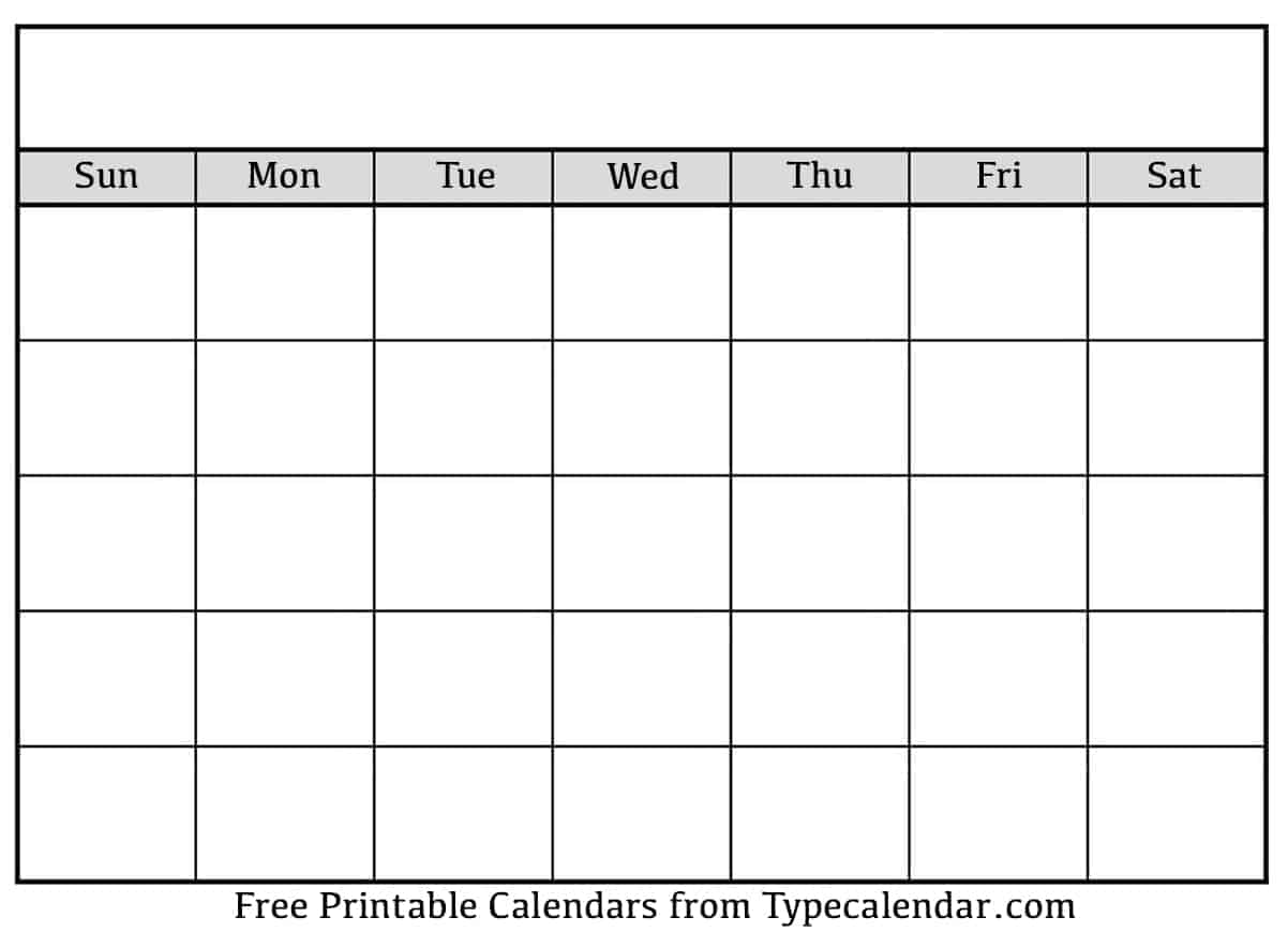 Blank Calendar Printable