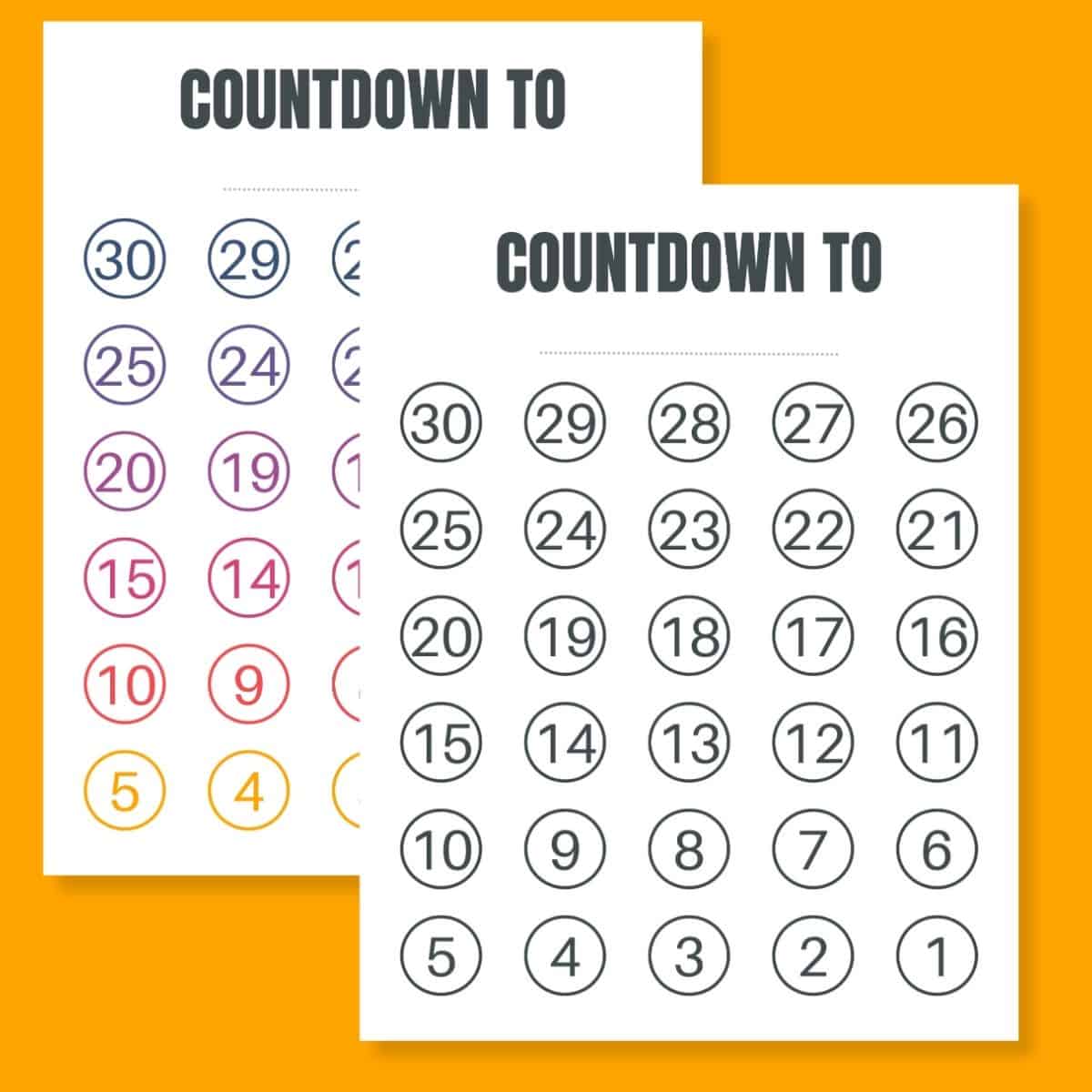 Blank Countdown Calendar Blank Countdown Calendar