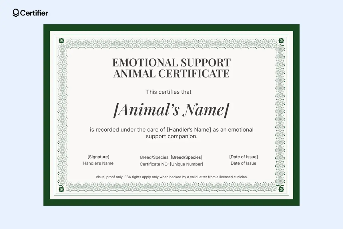 Blank Esa Certificate Templates