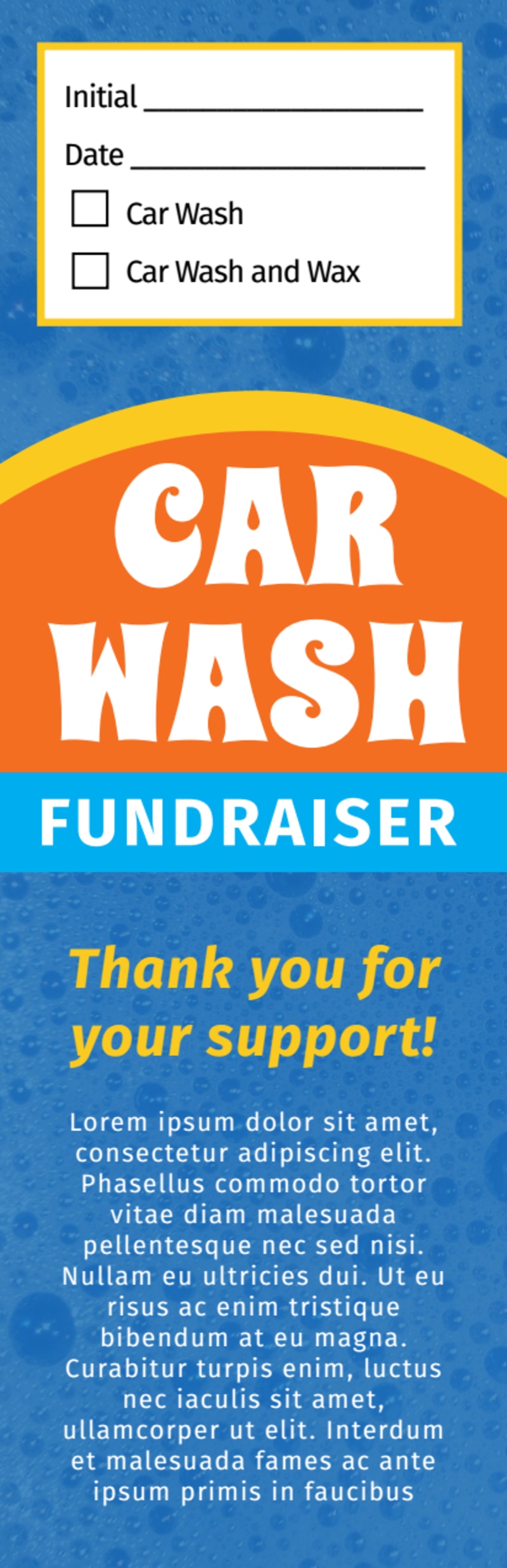 Blue Car Wash Fundraiser Ticket Template