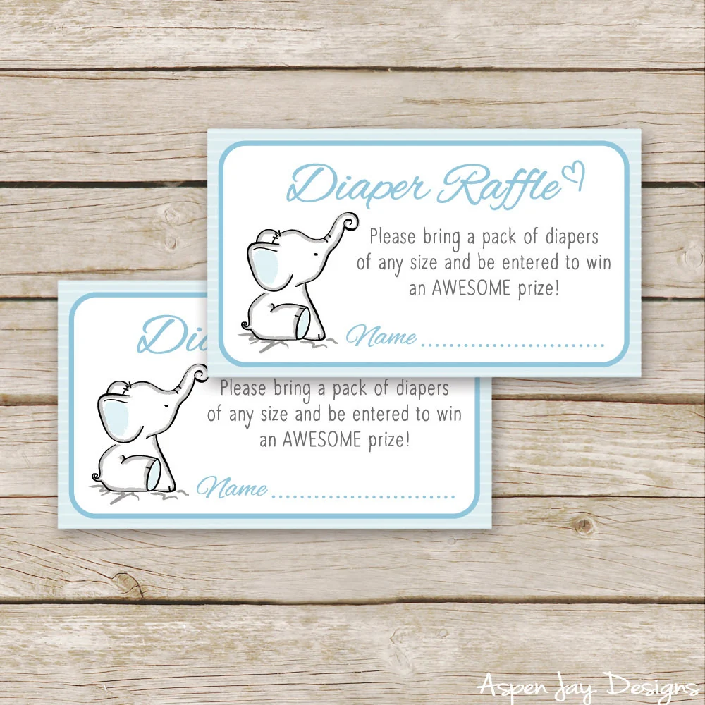 free printable elephant diaper raffle ticket template