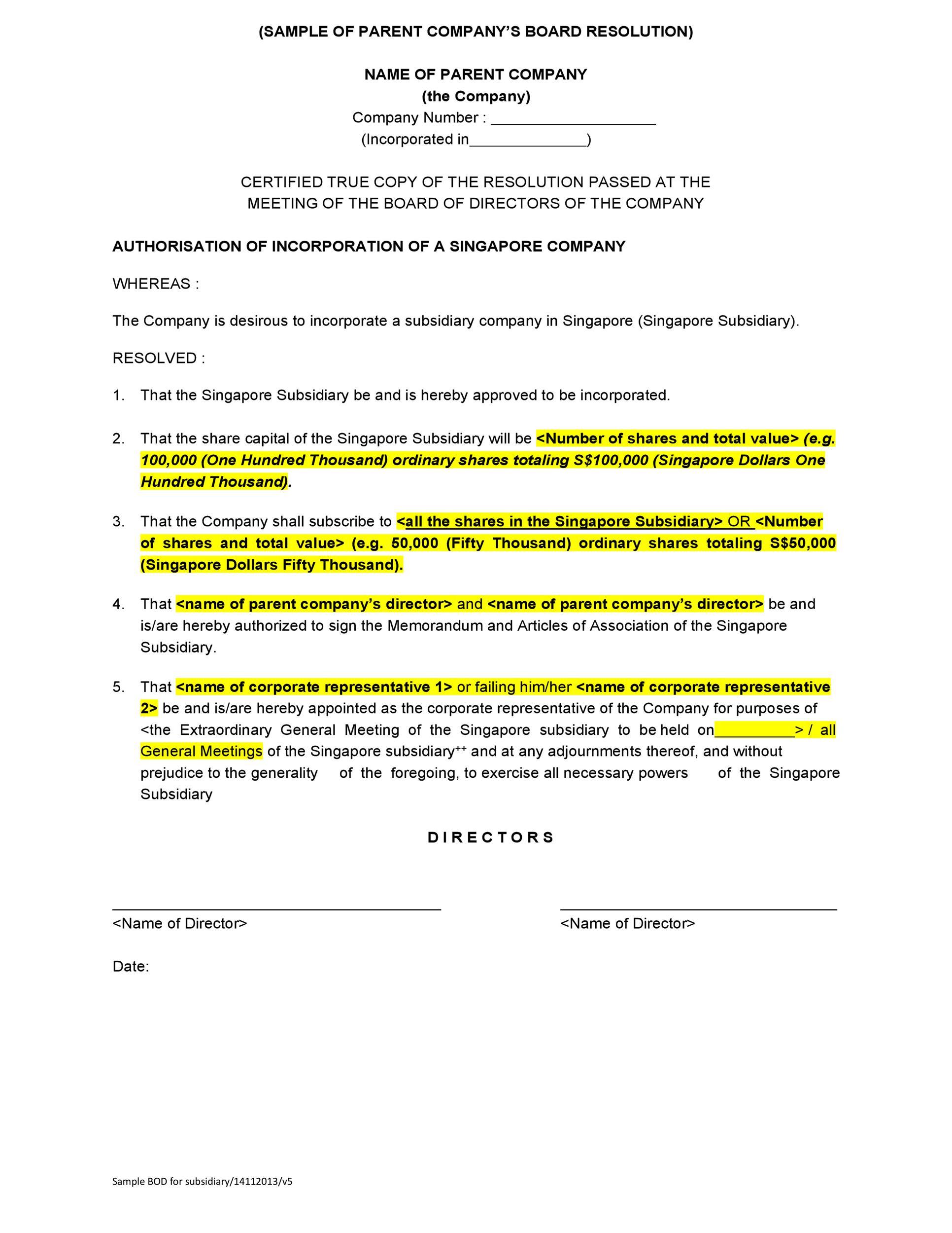 board resolutions template sample board resolutions template sample