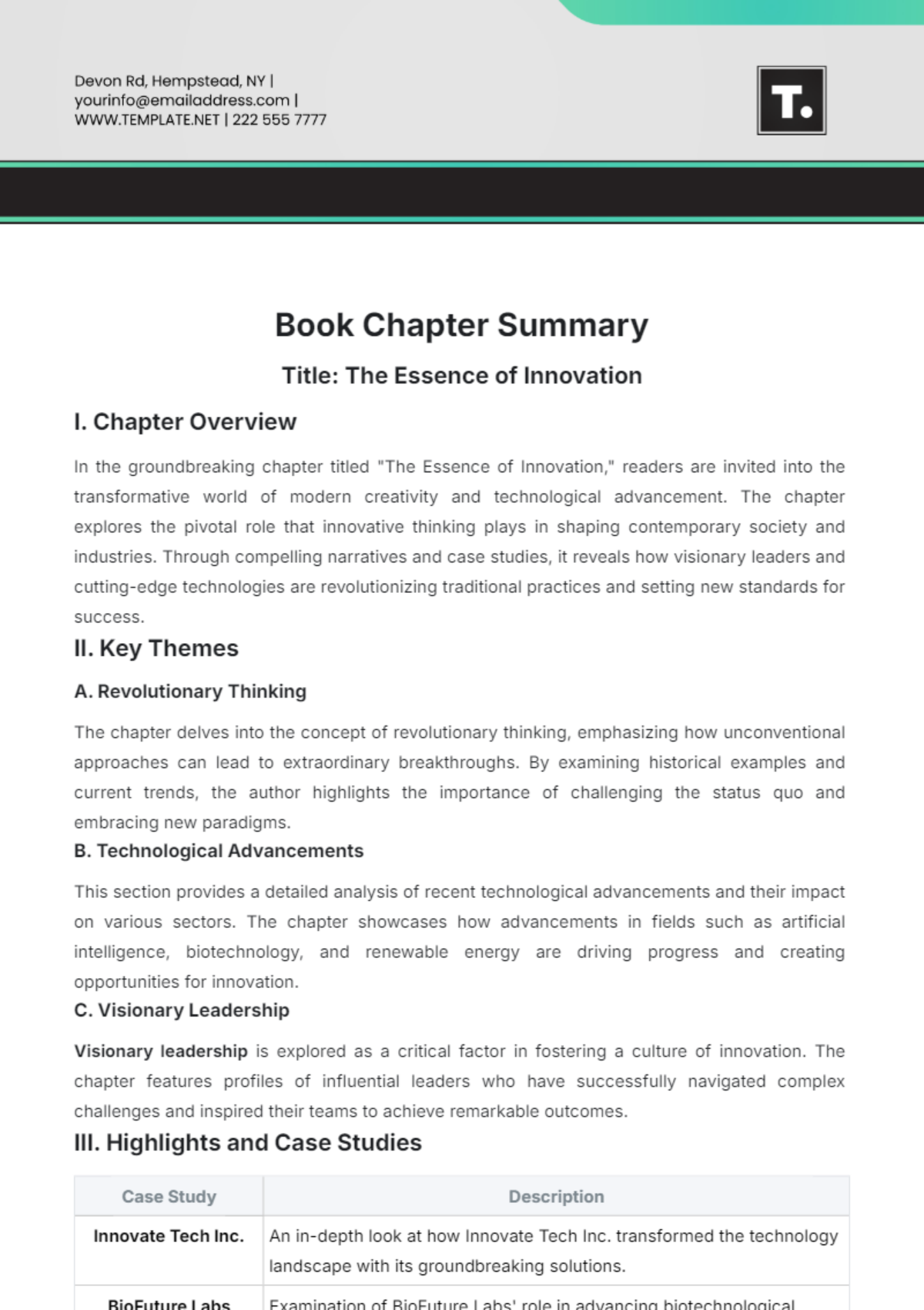 Book Chapter Summary Book Chapter Summary