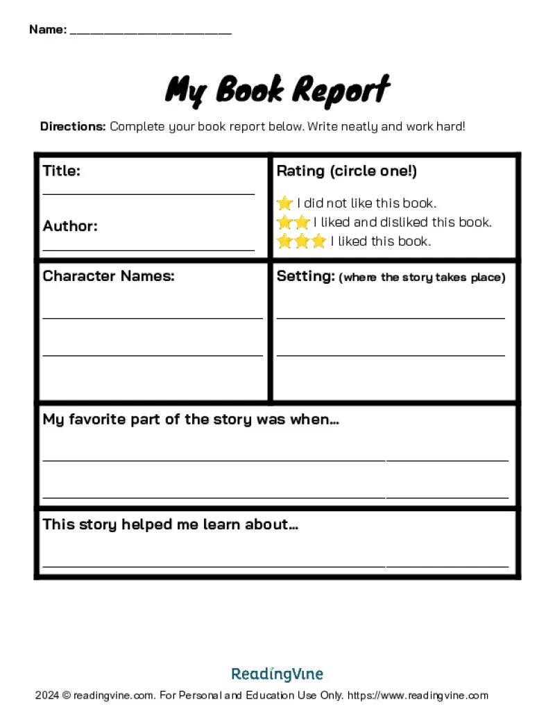 Book Report Templates Book Report Templates