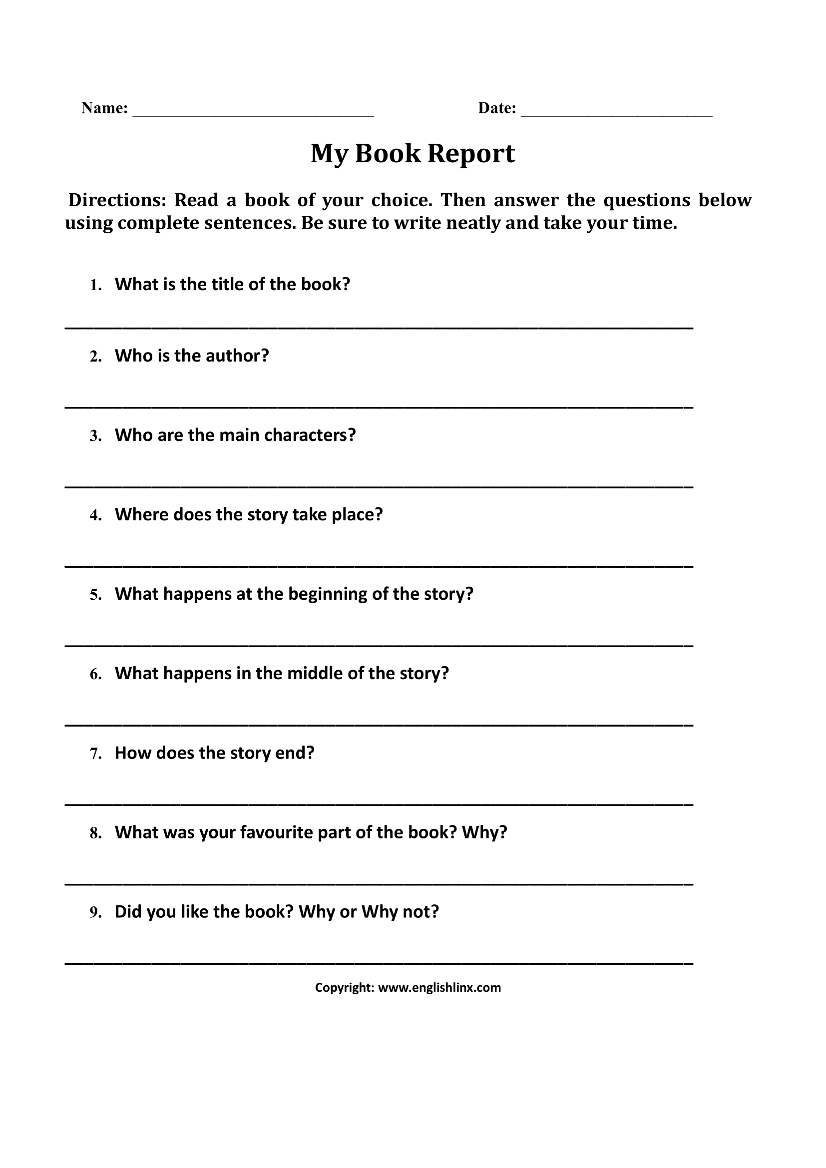 free printable book report template 6th grade free printable book report template 6th grade