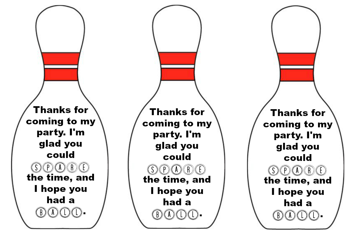 Bowling Party Favours With Free