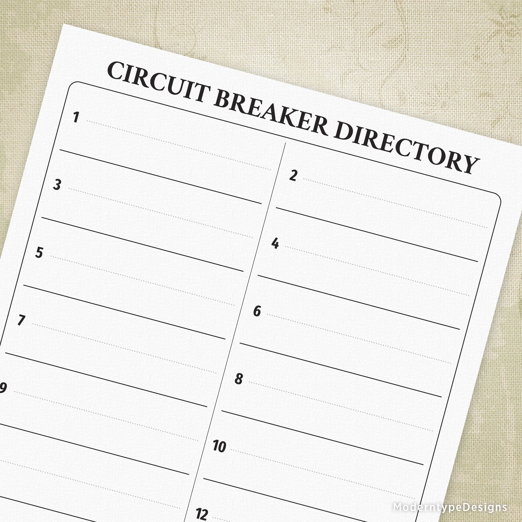 Breaker Directory Printable With 16 Circuits Hou013 Breaker Directory Printable With 16 Circuits Hou013