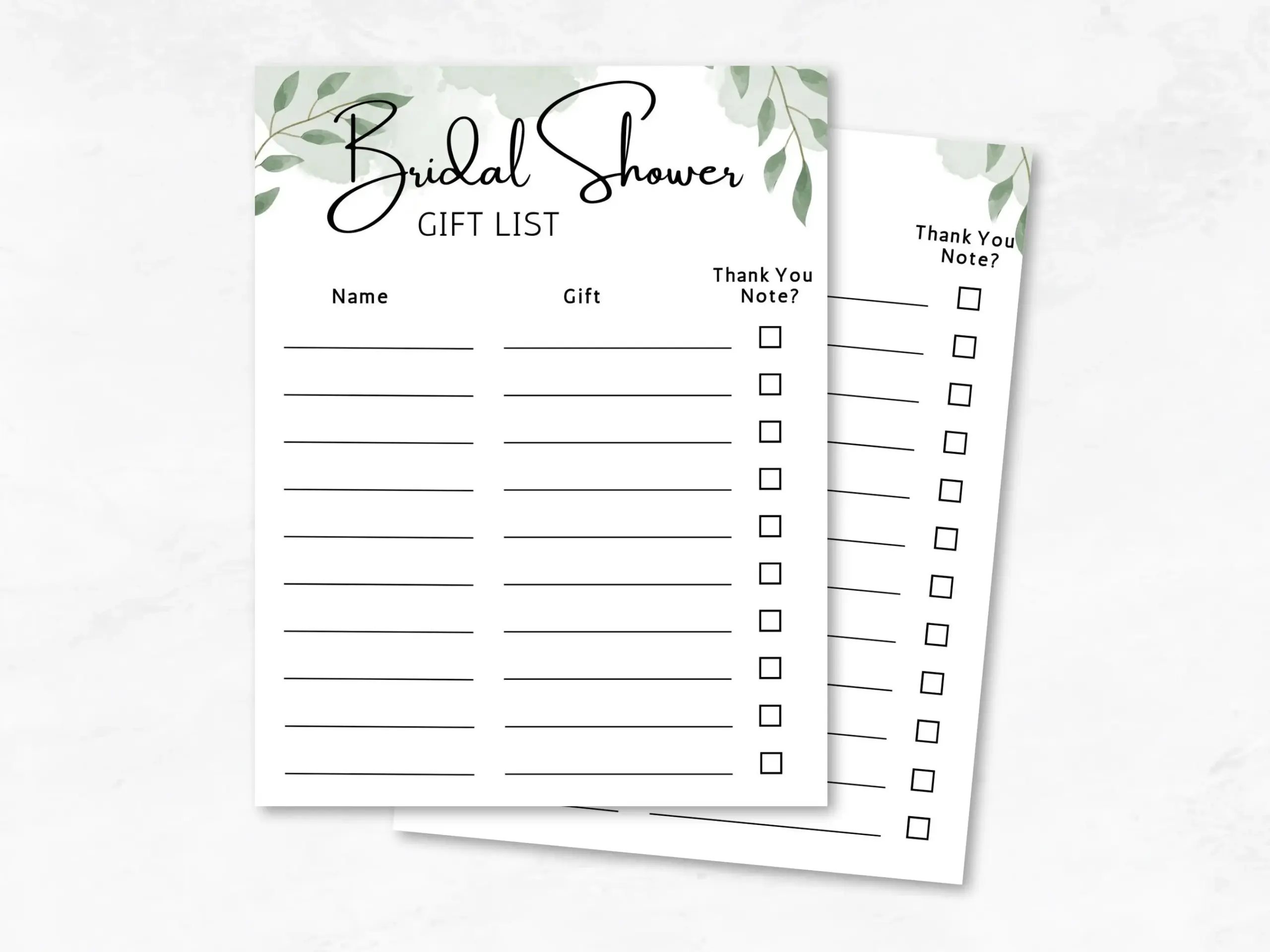 Bridal Shower Gift Tracker Printable