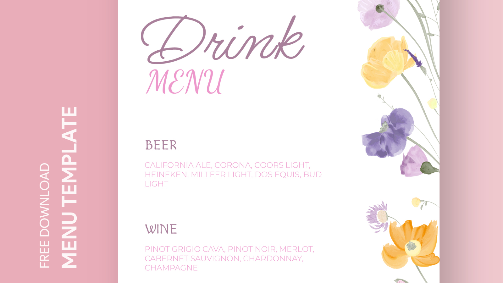 Bridal Shower Menu Free Google Docs Template