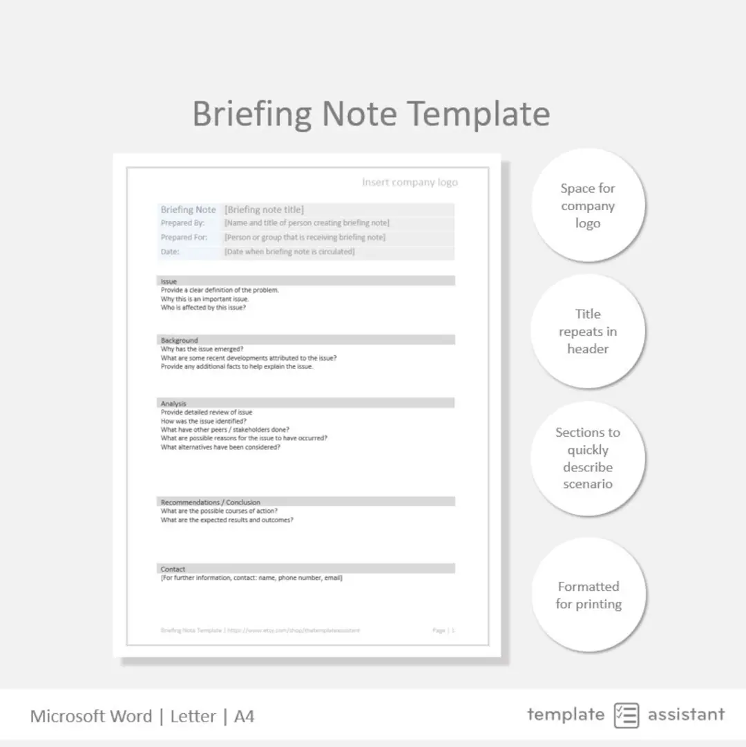 Briefing Note Business Template Digital