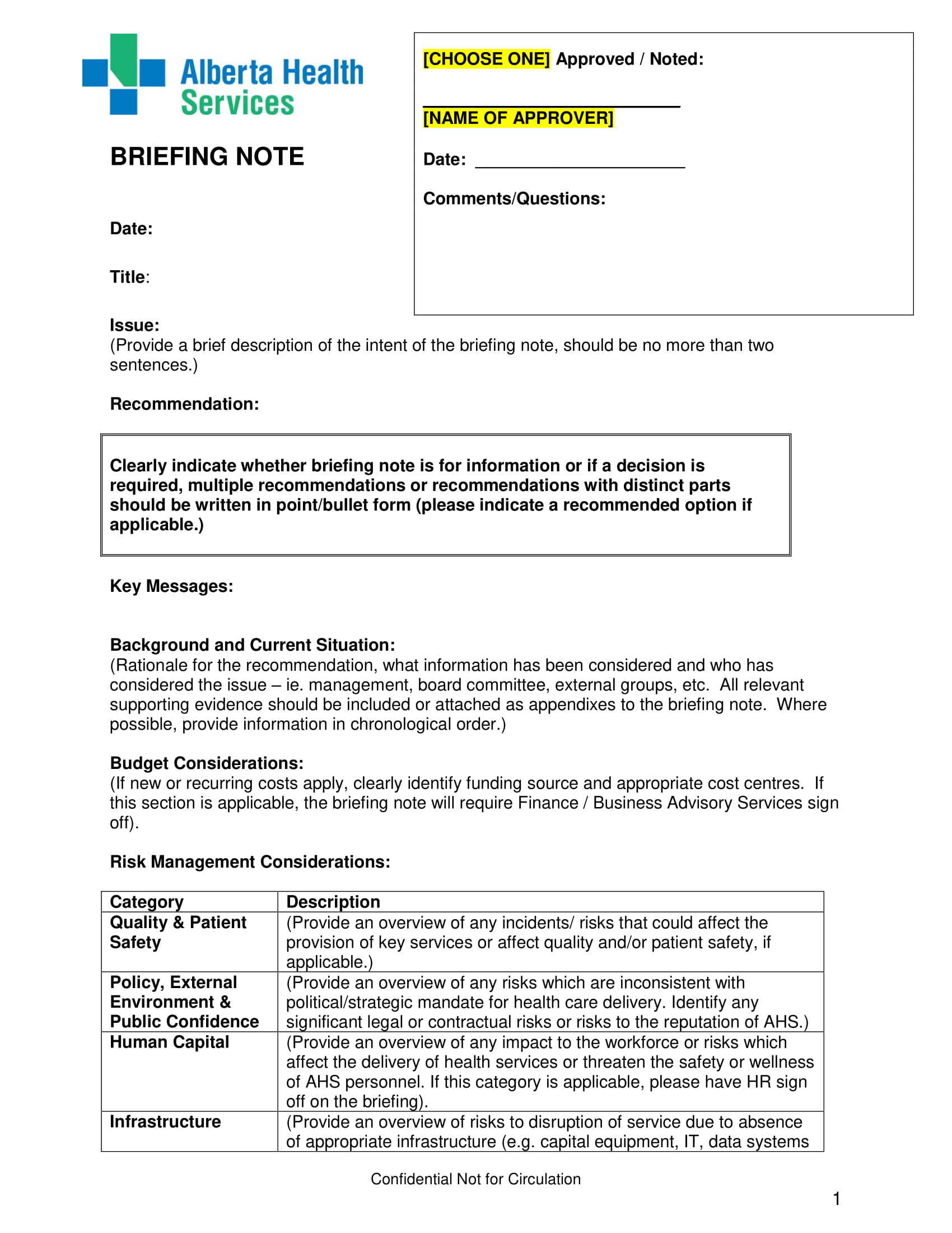 Briefing Note Examples Briefing Note Examples