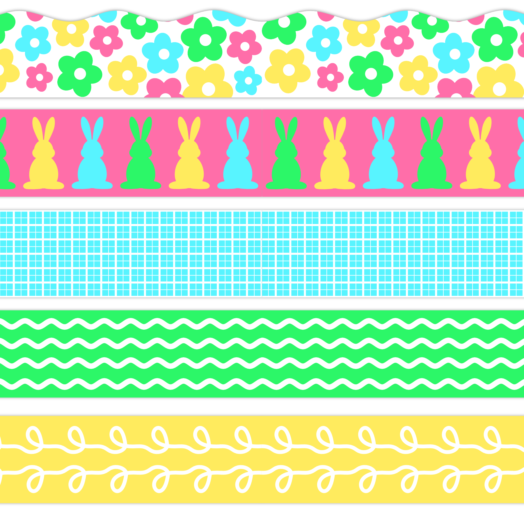 Bright Floral Bunny Borders Bright Floral Bunny Borders