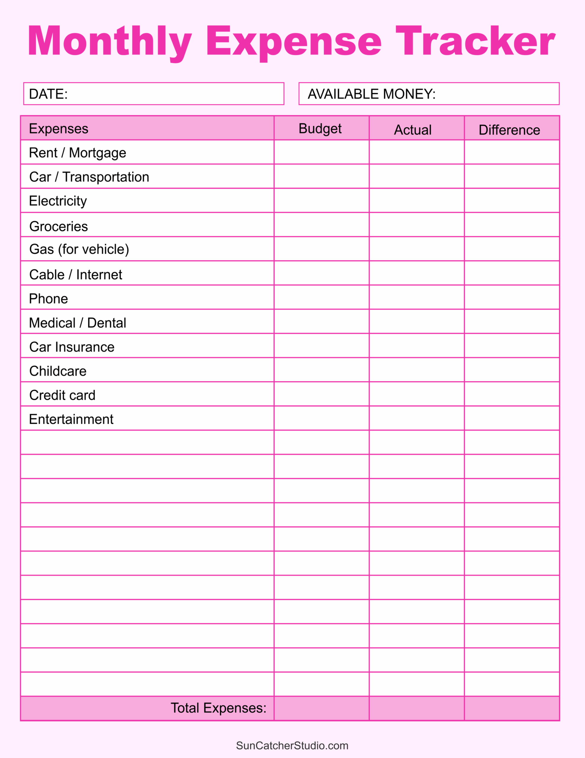 free printable editable budget template
