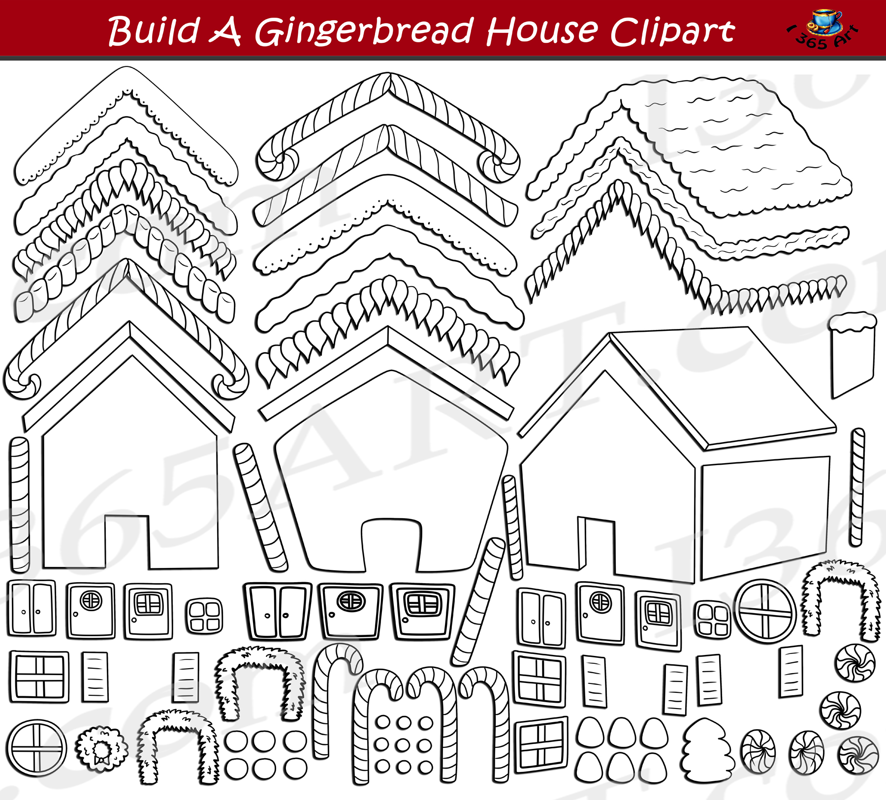 Build A Gingerbread House Clipart Set Download