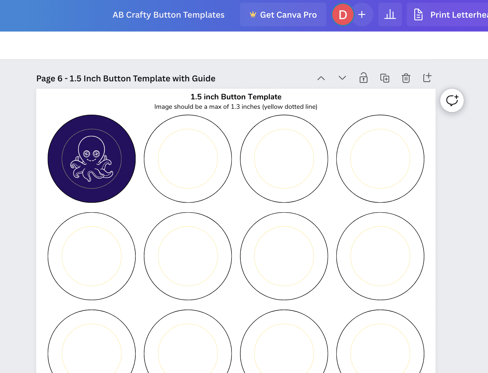 free printable button art template