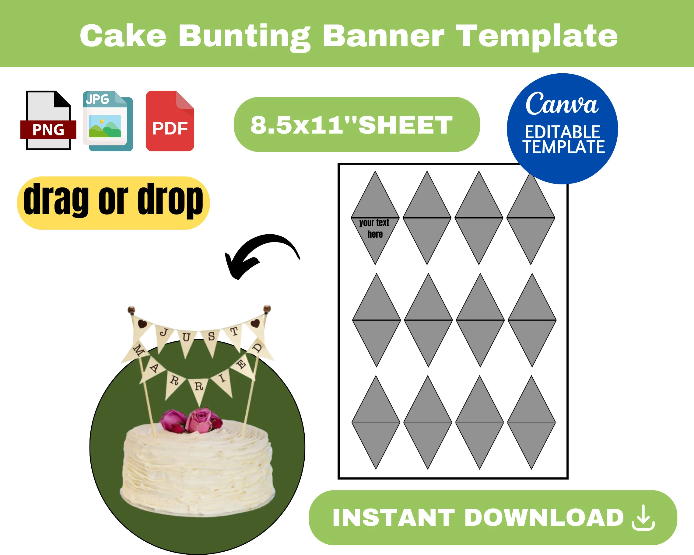 Cake Bunting Banner Template Cake