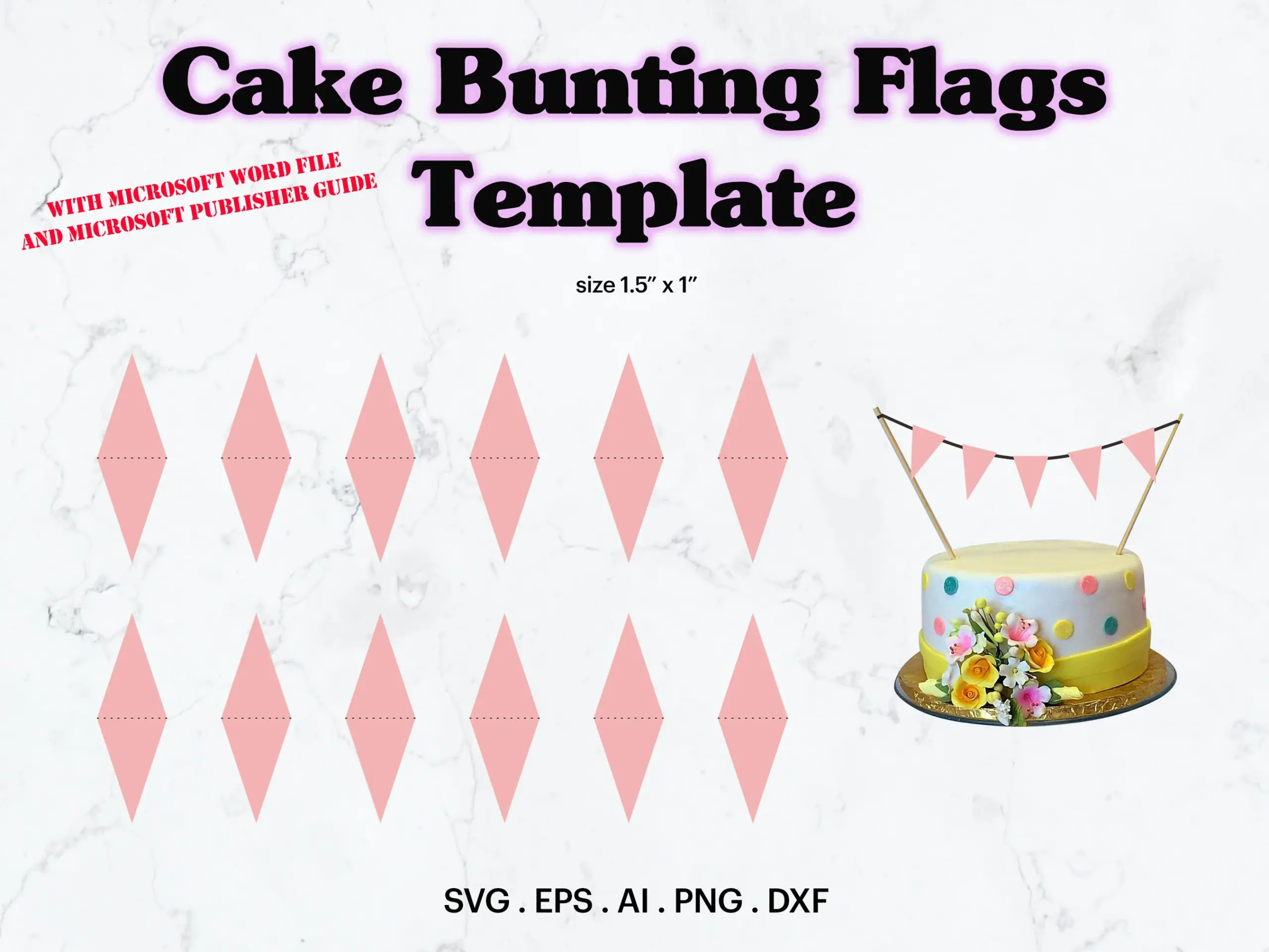 Cake Bunting Flags Blank Template Svg