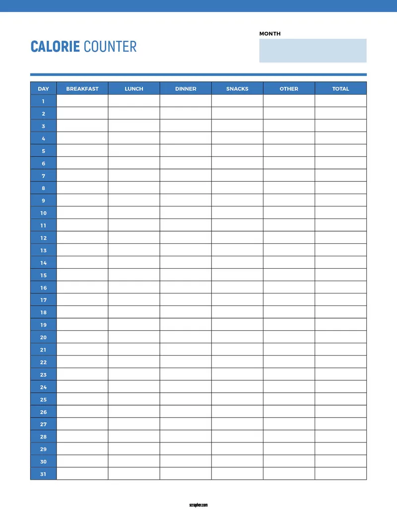 Calorie Tracker Printable