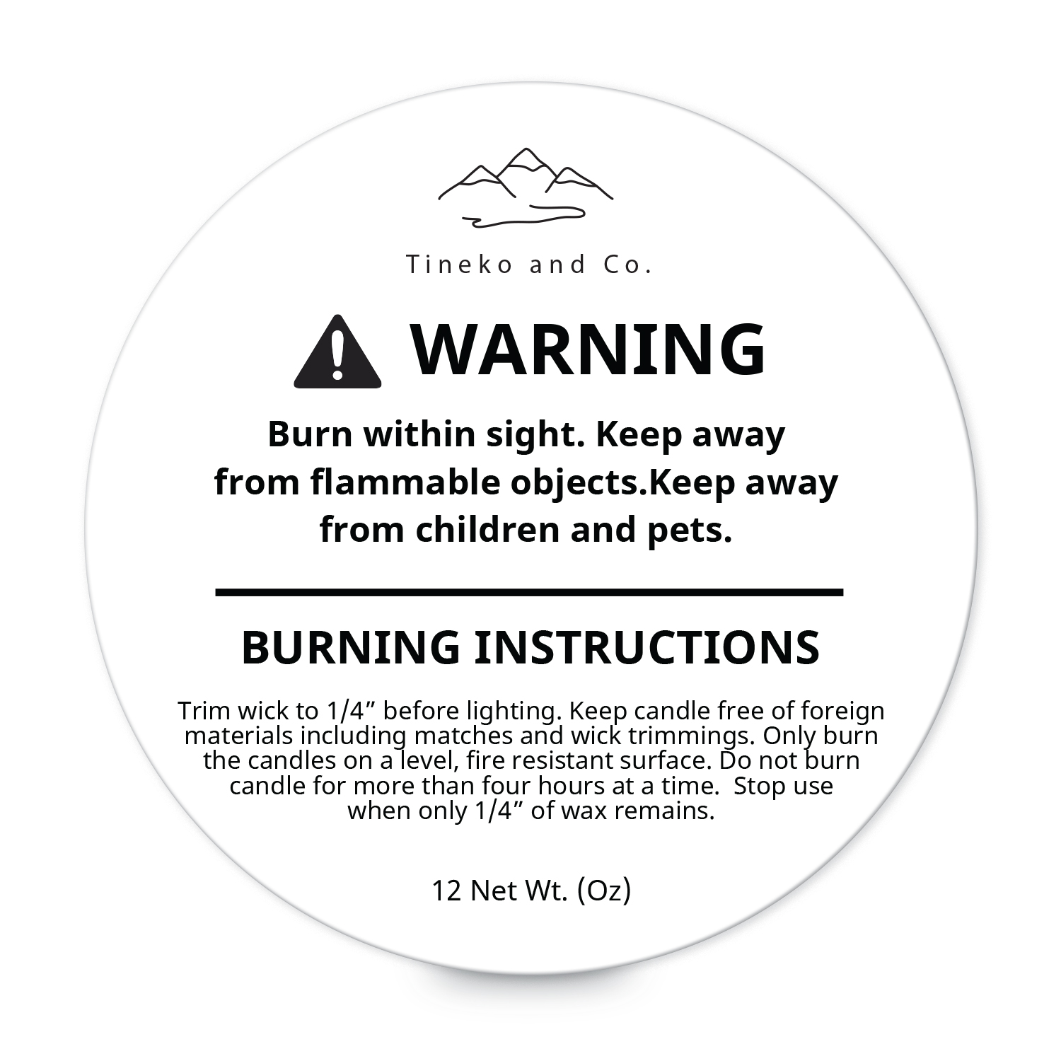 Candle Warning Safety Labels