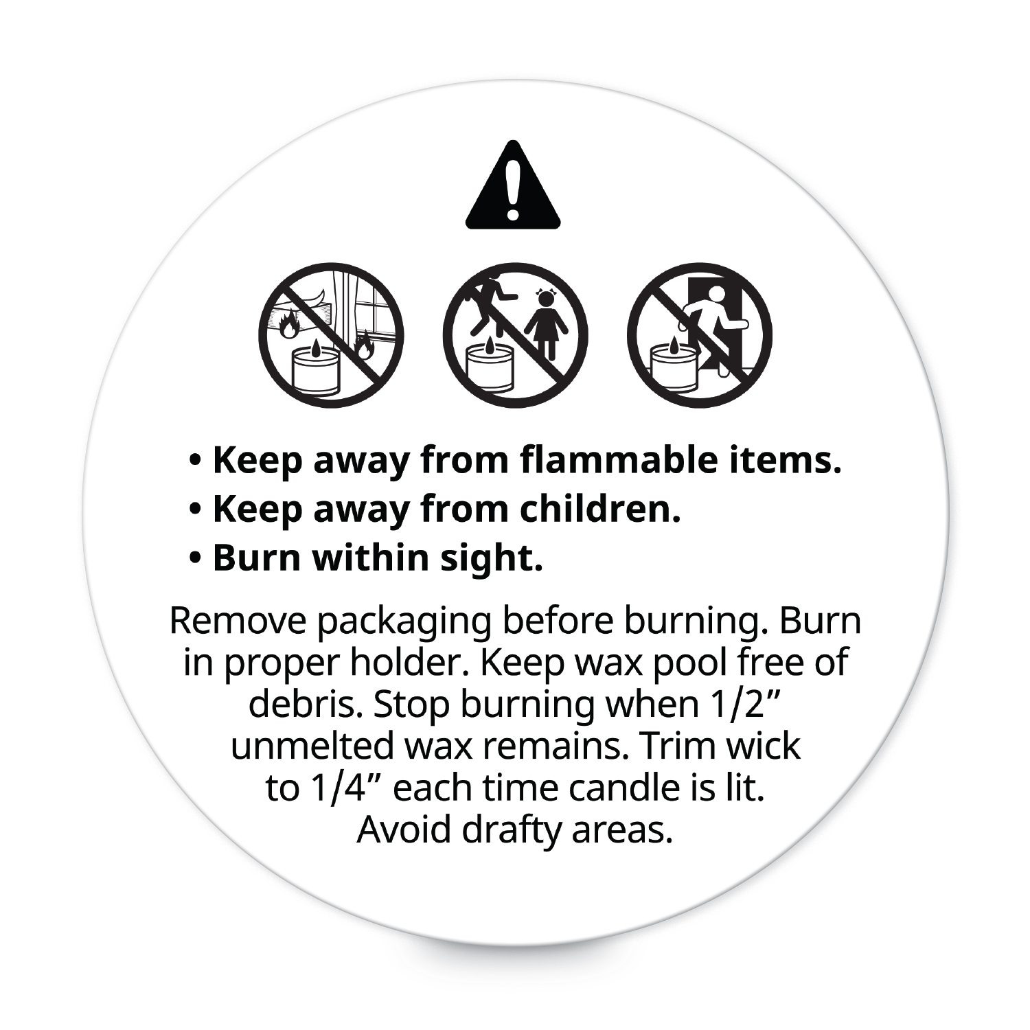 Candle Warning Safety Labels