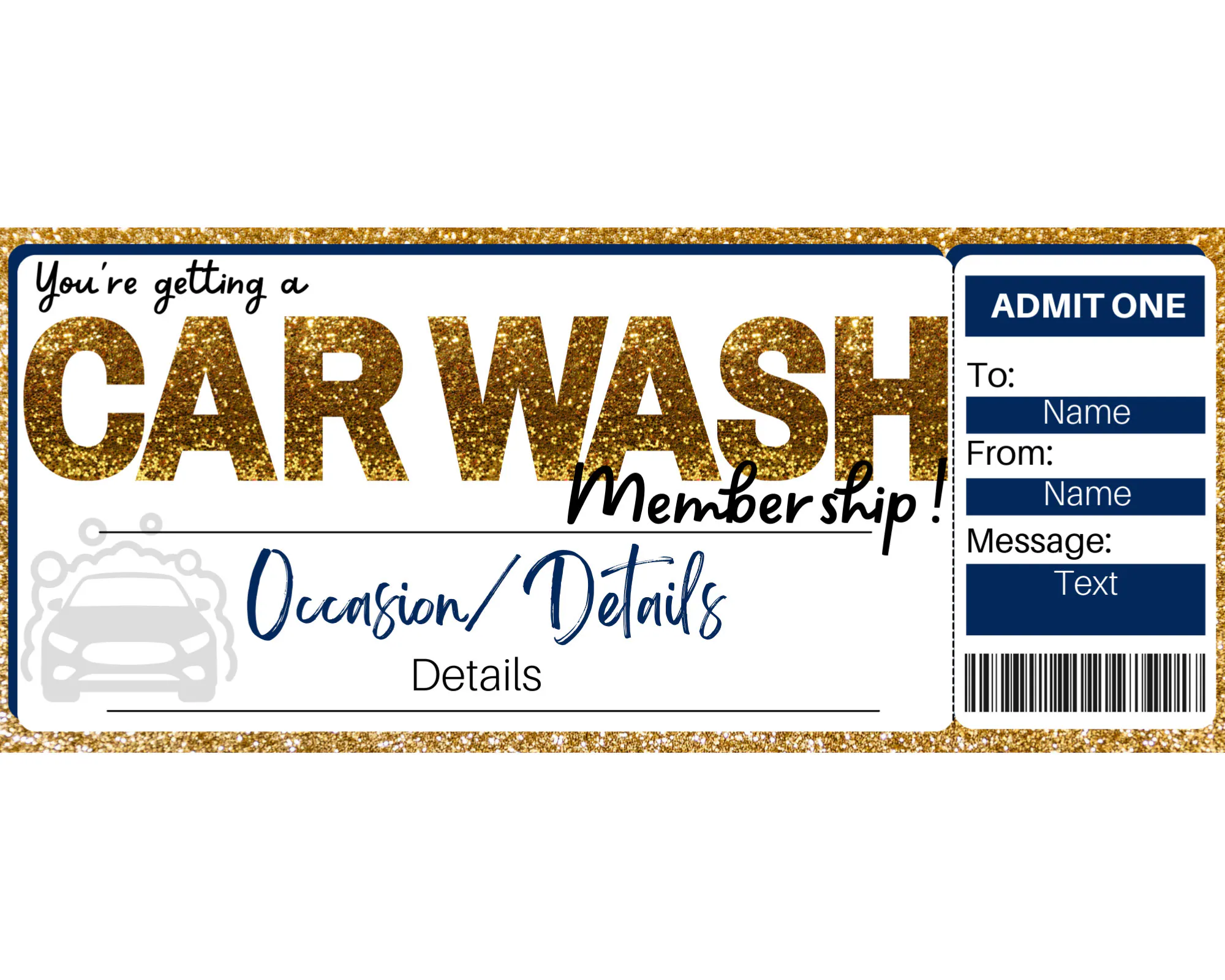 Car Wash Ticket Template Car Wash Gift