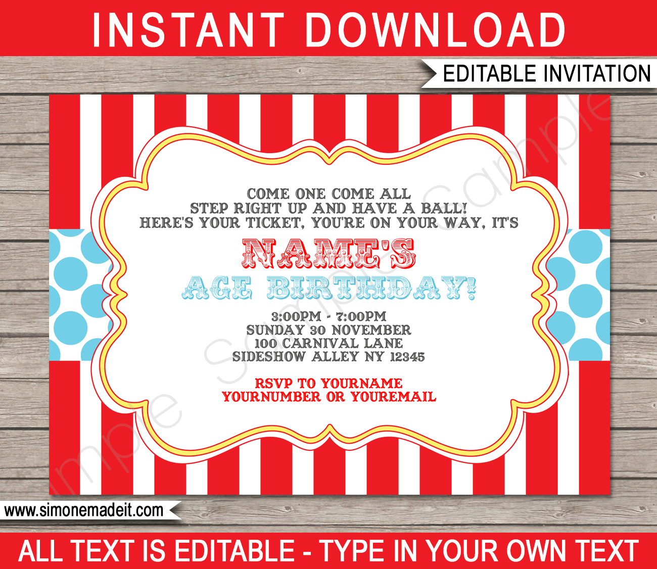 Carnival Party Invitation Aqua