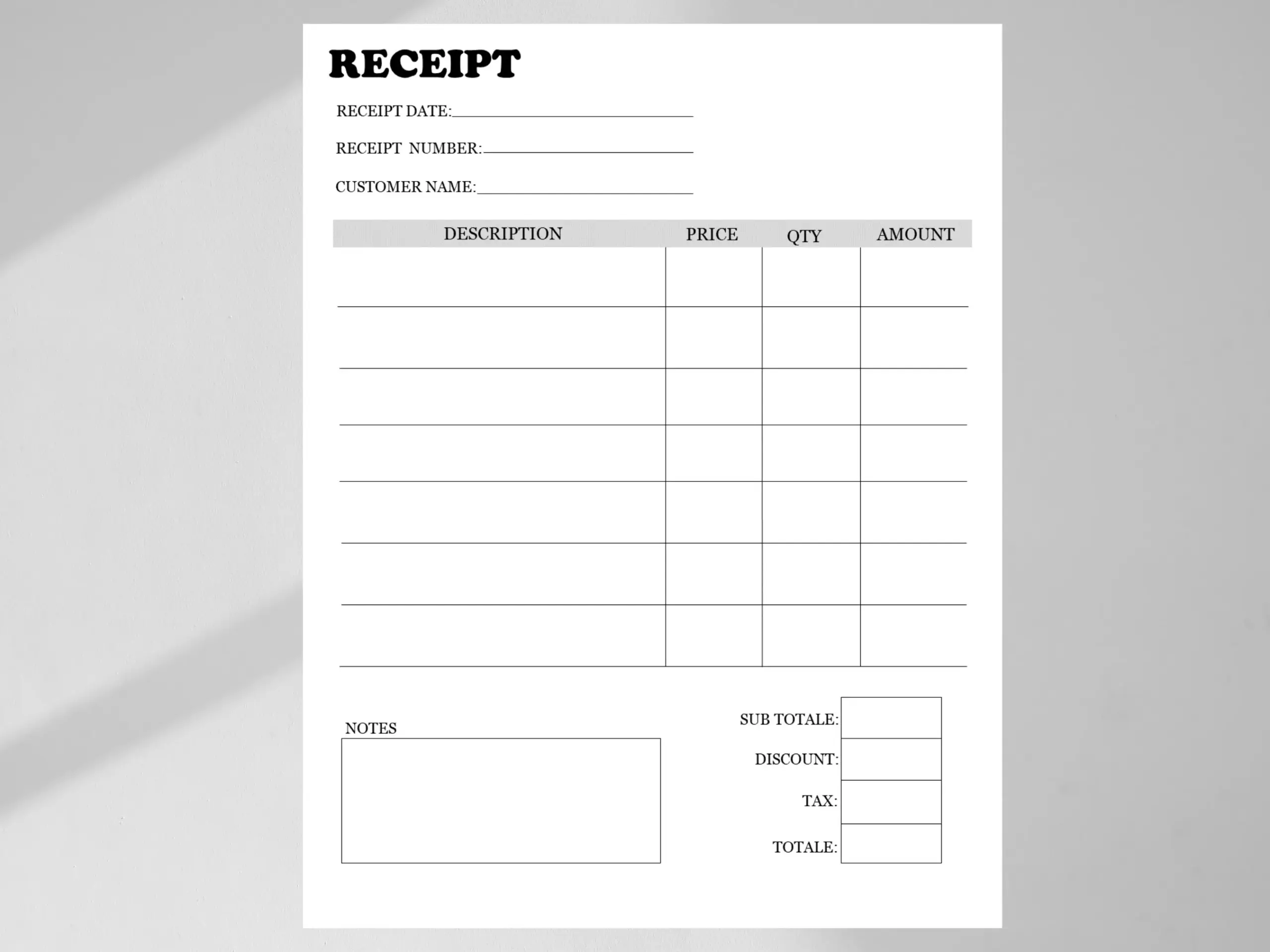 Cash Receipt Template